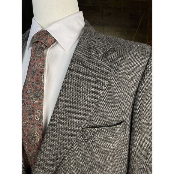 VTG Harve Benard 48R USA MADE 100% Wool Tweed‎ Herringbone 2Btn Blazer Jacket